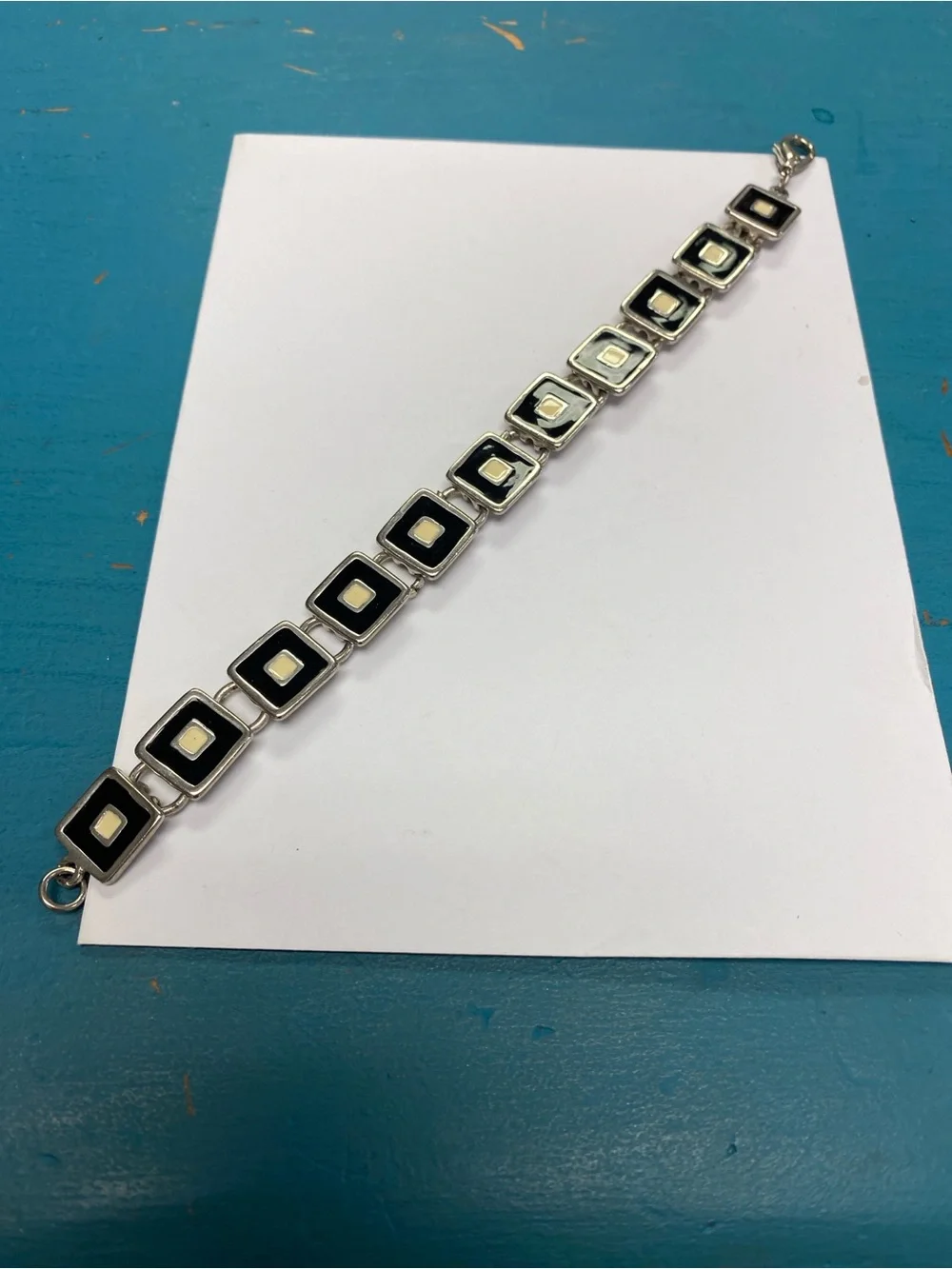 Vintage Kenneth Cole Black, and white enamel bracelet